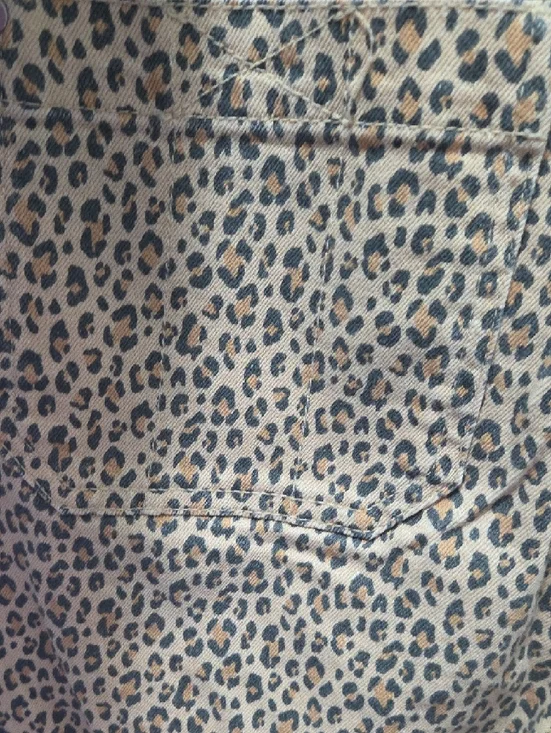 Anthropologie Beige Leopard Print Straight Jeans - Picture 6 of 8